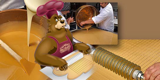 Photo of melt aways being made in an Alaska Wild Berry Candy Kitchen