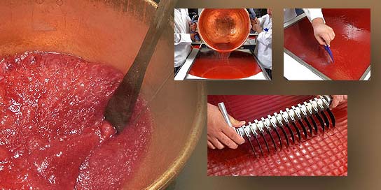 Photo of jelly centers being made in an Alaska Wild Berry Candy Kitchen