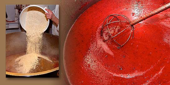 Photo of sourdough sauce being made in an Alaska Wild Berry Candy Kitchen